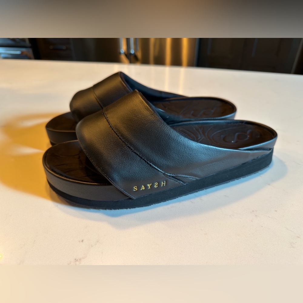 Athleta Saysh Black Slide Sandals NEW